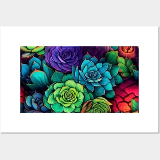 Succulents and cacti pattern Posters and Art